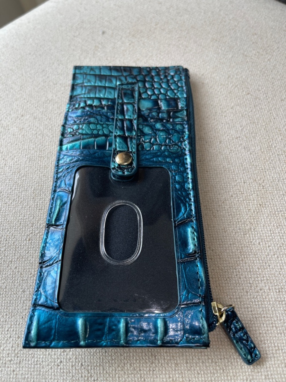 (New) Brahmin Teal Croc-Embossed Long Wallet with Gold Hardware - Picture 2 of 4